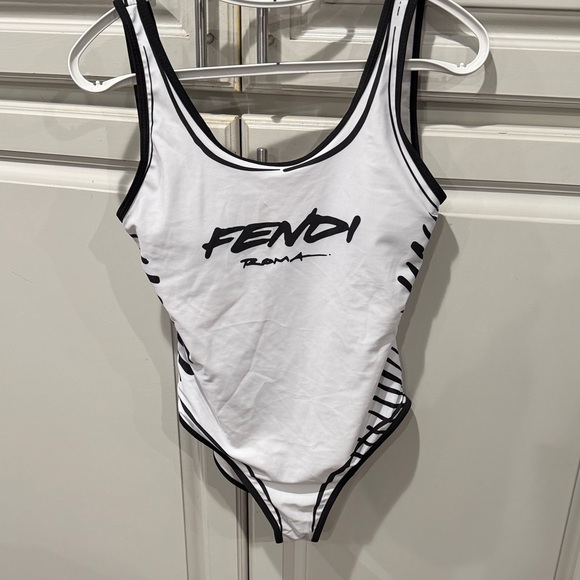 Fendi Other - Fendi White and Black Logo One-Piece Swimsuit